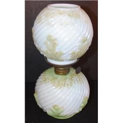 MINIATURE WHITE GLASS OIL LAMP