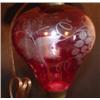 Image 4 : PR. OF ETCHED CRANBERRY GLASS TABLE LAMPS