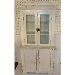CHILD'S OVERPAINTED STEP BACK CUPBOARD