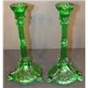 Image 1 : PR. OF GREEN GLASS CANDLESTICKS
