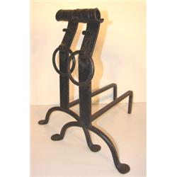 PR. OF PRIMITVE WROUGHT IRON ANDIRONS