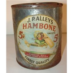 REPRODUCTION J.P. ALLEY'S CIGAR TIN