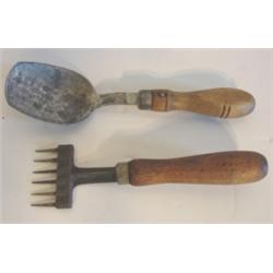 2 PC. LOT OF WOODEN HANDLED UTENSILS