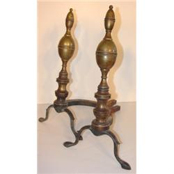 PR. ANTIQUE BRASS ANDIRONS