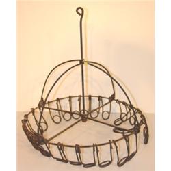 PRIMITIVE WROUGHT IRON STORE BROOM HOLDER