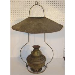 EARLY HANGING BRASS STORE LAMP