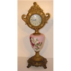 FLORAL & GILT DEC. SHELF CLOCK