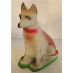 CHALKWARE SEATED DOG STATUETTE