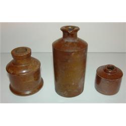 LOT OF 3 MINIATURE STONEWARE BOTTLES