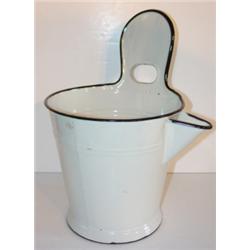 WHITE PAINTED GRANITEWARE BUCKET