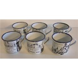 SET OF 6 GRANITEWARE HANDLED CUPS