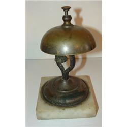 BRASS HOTEL BELL WITH MARBLE BASE