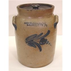 BLUE DECORATED PENNSYLVANIA CROCK