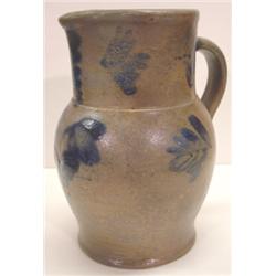 BLUE DEC. STONEWARE PITCHER