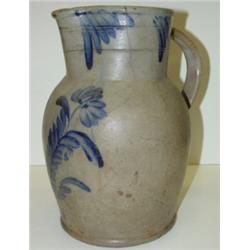 BLUE DEC. STONEWARE PITCHER
