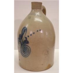 BLUE DEC. CONNECTICUT STONEWARE JUG