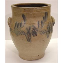 BLUE DEC. OVOID STONEWARE CROCK