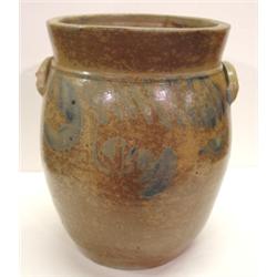 BLUE DEC. OVOID STONEWARE CROCK