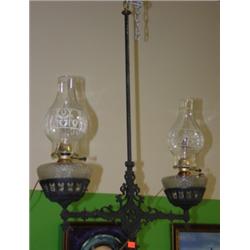 WROUGHT IRON DOUBLE HANGING LAMP