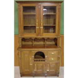 HEART PINE STEP BACK CUPBOARD