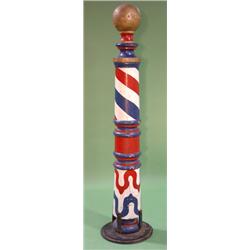 EARLY ORIGINAL PAINTED BARBER POLE