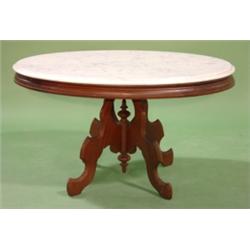 VICTORIAN WALNUT MARBLE TOP COFFEE TABLE