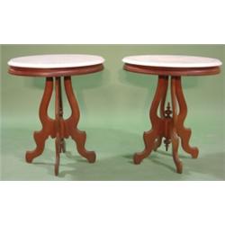PR. OF VICTORIAN WALNUT MARBLE TOP TABLES
