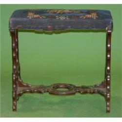 VICTORIAN WALNUT NEEDLEPOINT STOOL