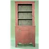 Image 1 : RED PAINTED STEP-BACK CUPBOARD