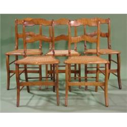 SET OF 5 CURLY MAPLE CHAIRS