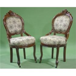 PR. OF VICTORIAN WALNUT SIDE CHAIRS
