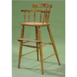 CHILD'S OAK CANE BTM. HIGH CHAIR