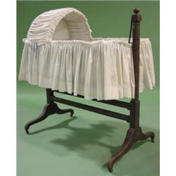 EARLY WALNUT HOODED CRADLE