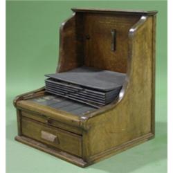 OAK REGISTER RECEIPT BOX WITH DRAWER