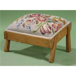 CONTEMP. NEEDLEPOINT FOOTSTOOL
