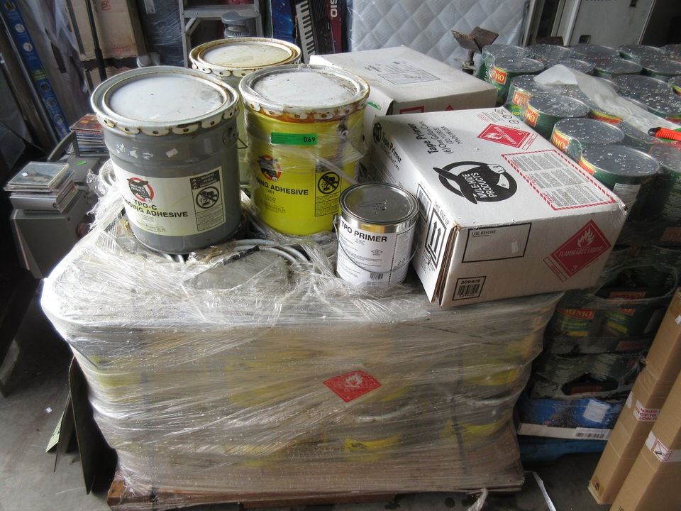 Pallet of Mule Hide Bonding Adhesive Roofing Prep