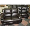 Image 1 : NEW MARTIN BROWN LEATHERETTE RECLINING SOFA & LOVE