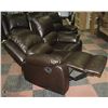 Image 2 : NEW MARTIN BROWN LEATHERETTE RECLINING SOFA & LOVE