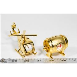 PAIR OF ORNAMENTAL DESKTOP CLOCKS - GOLD