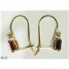Image 2 : 2) 10KT YELLOW GOLD GARNET & DIAMOND EARRINGS