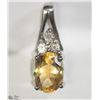 Image 1 : 3) STERLING SILVER CITRINE & DIAMOND PENDANT