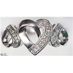 4) STERLING SILVER DIAMOND HEART SHAPED RING