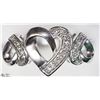 Image 1 : 4) STERLING SILVER DIAMOND HEART SHAPED RING
