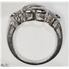 Image 3 : 4) STERLING SILVER DIAMOND HEART SHAPED RING