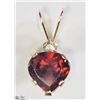 Image 1 : 5) 10KT YELLOW GOLD GARNET & WHITE TOPAZ PENDANT