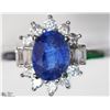 Image 1 : 9) STERLING SILVER SAPPHIRE & CUBIC ZIRCONIA RING