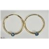 Image 2 : 11) 14KT YELLOW GOLD SAPPHIRE EARRINGS