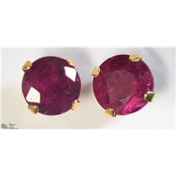 12) 10KT YELLOW GOLD RUBY EARRINGS