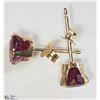 Image 2 : 12) 10KT YELLOW GOLD RUBY EARRINGS