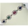 Image 2 : 14) STERLING SILVER GEMSTONE ADJUSTABLE BRACELET